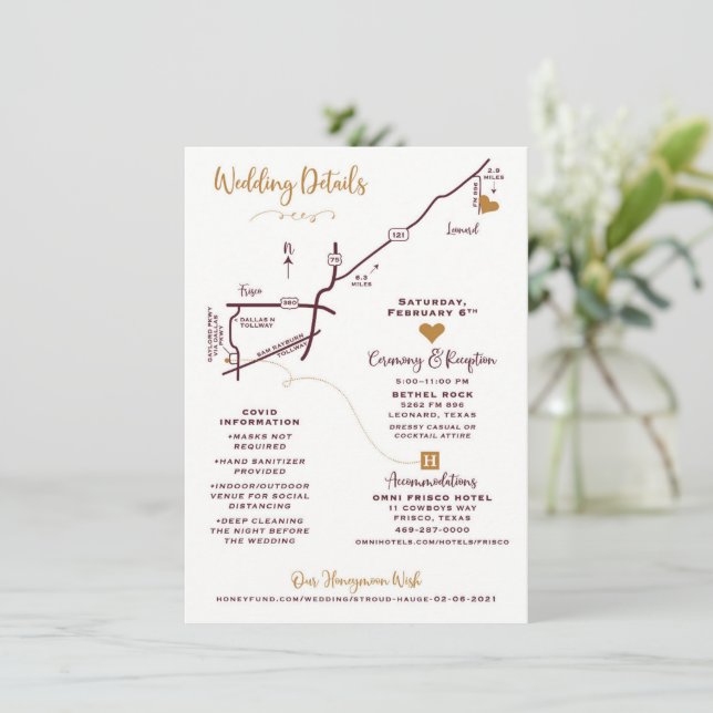 Hochzeitskarte - CUSTOM DESIGN MEGAN Begleitkarte (Stehend Vorderseite)