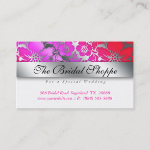 Hochzeitskarte Damask Floral Silber Rosa Re Visitenkarte