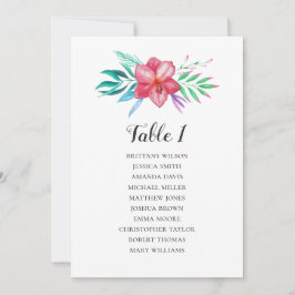 Hochzeitskarte der tropischen Blume. Tabellenplan Einladung