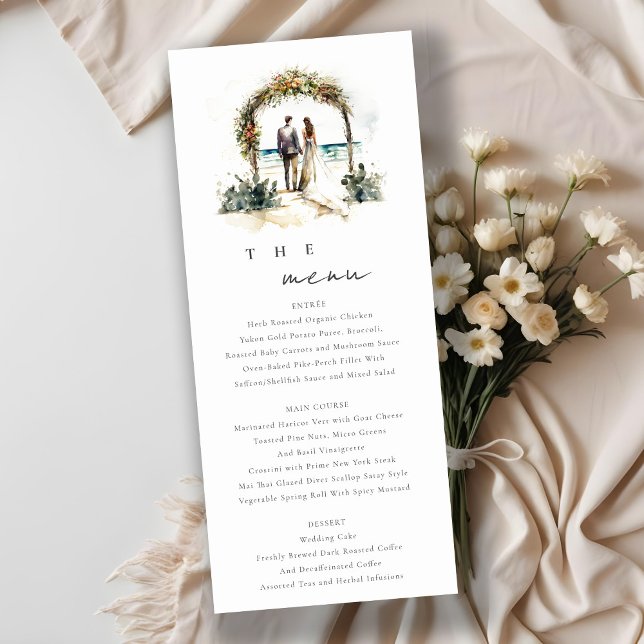 Hochzeitskarte des Blumenarchs Sand Beach Seascape Einladung (Von Creator hochgeladen)