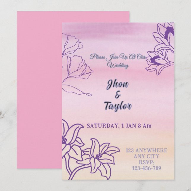 Hochzeitskarte Einladung (Vorne/Hinten)