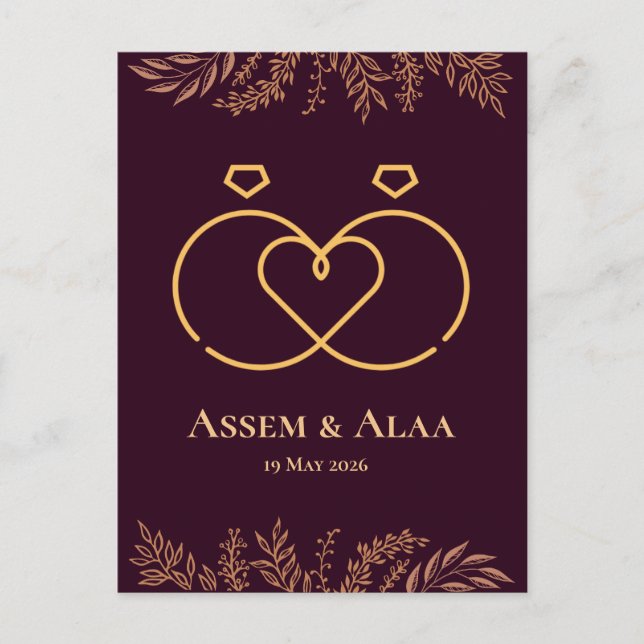 Hochzeitskarte Einladungspostkarte (Vorderseite)
