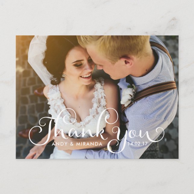 Hochzeitskarte Fotokarte Postkarte Elegante Einmal (Vorderseite)