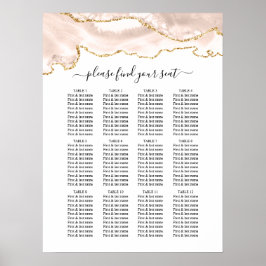 Hochzeitskarte für Agate Blush & Gold Glitzer Poster