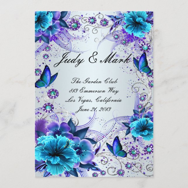 Hochzeitskarte für Blume und Butterfly Menükarte (Vorderseite)