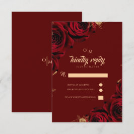 Hochzeitskarte für Burgund und Gold-Rose RSVP Karte