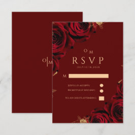 Hochzeitskarte für Burgund und Gold-Rose RSVP Karte