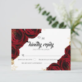 Hochzeitskarte für Burgund und Gold-Rose RSVP Karte