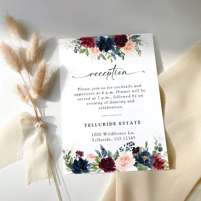 Hochzeitskarte für Burgund und Marinefelder Begleitkarte (Von Creator hochgeladen)