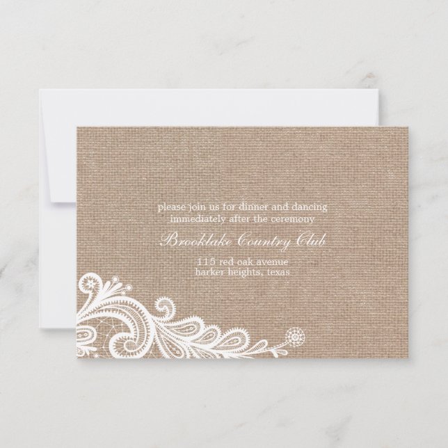 Hochzeitskarte für Burlap und Lace Einladung (Vorderseite)