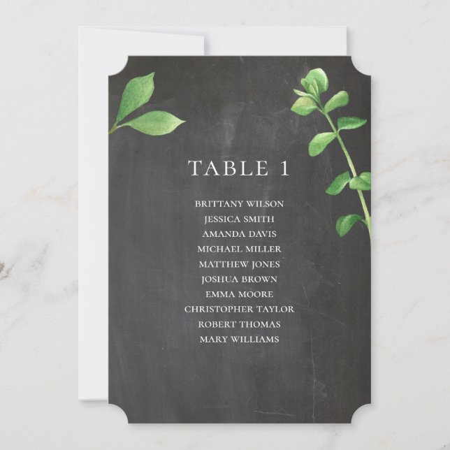 Hochzeitskarte für Chalkboard. Grüne botanische Einladung (Vorderseite)