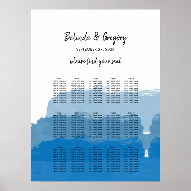 Hochzeitskarte für das blaue Wasser des Strandes Poster (Vorne)