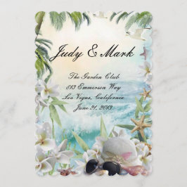 Hochzeitskarte für das florale Tropical Beach Menükarte