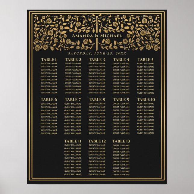 Hochzeitskarte für das Schwarze Königliche Mittela Poster (Vorne)