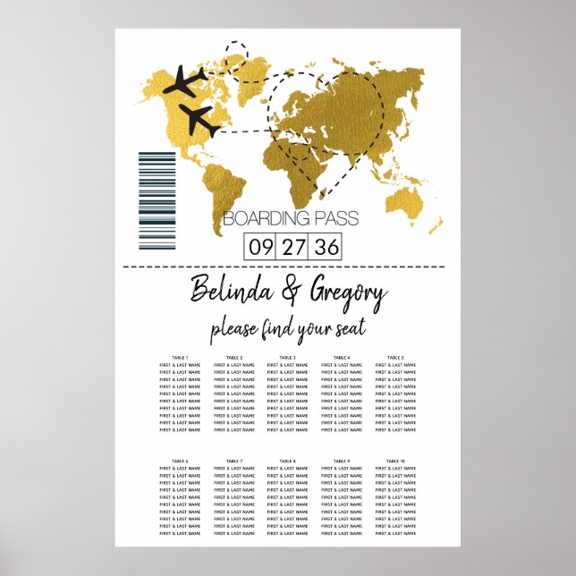 Hochzeitskarte für den Boarding des Zielortes Poster (Vorne)