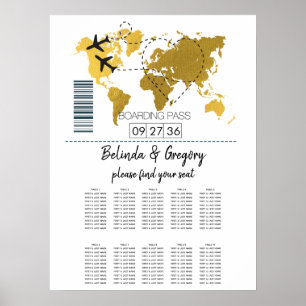 Hochzeitskarte für den Boarding des Zielortes Poster