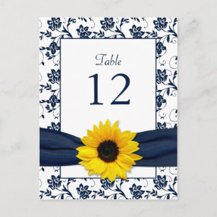 Hochzeitskarte für den weißen SonnenblumenDamast d Postkarte