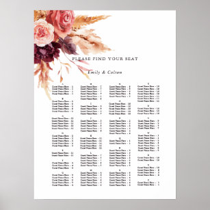 Hochzeitskarte für die alphabetische Ordnung Poster