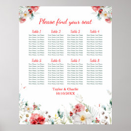Hochzeitskarte für die Floral Winter 8 Tische Poster