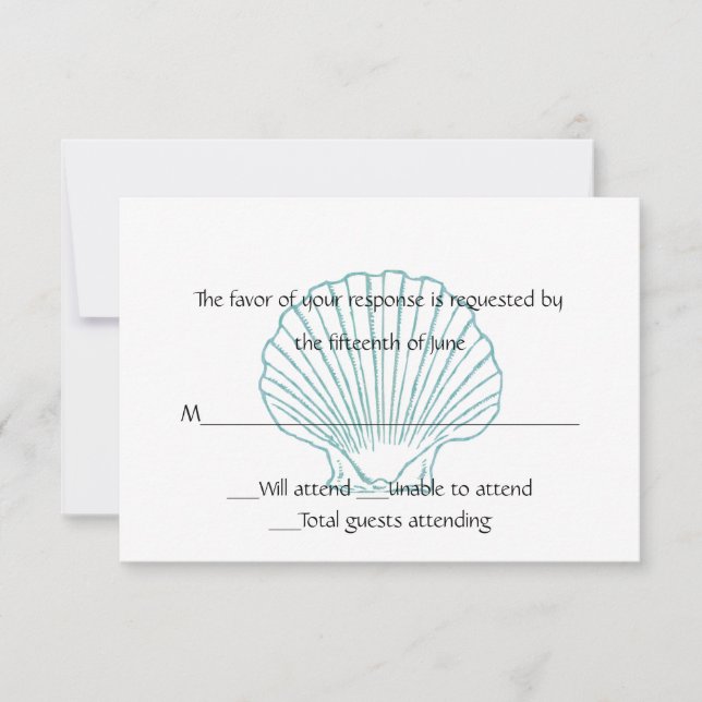Hochzeitskarte für die Muschel auf See RSVP Karte (Vorderseite)