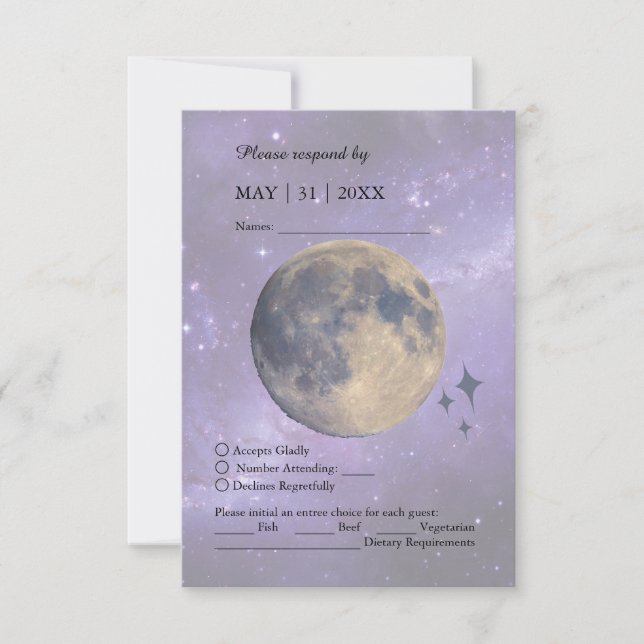Hochzeitskarte für elegante blaue Galaxie Himmelsm RSVP Karte (Vorderseite)