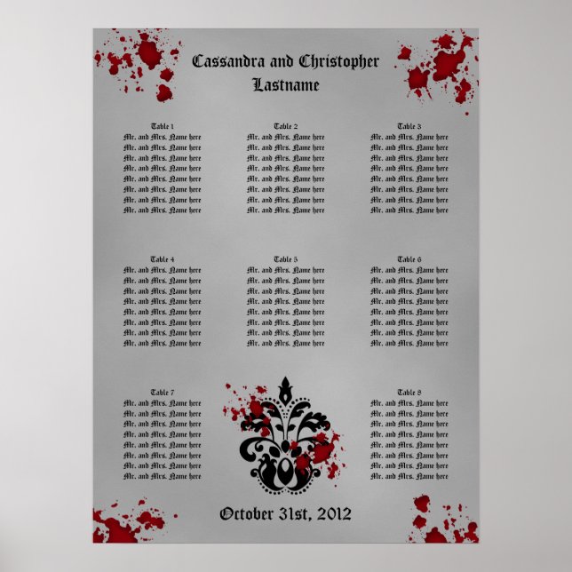 Hochzeitskarte für elegante Damassohle Poster (Vorne)