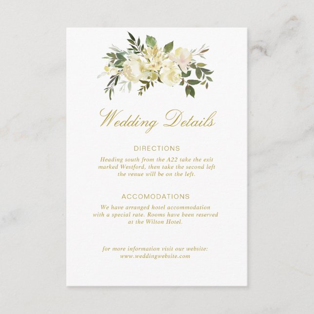 Hochzeitskarte für Elfenbein Begleitkarte (Vorderseite)