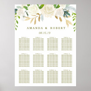 Hochzeitskarte für Elfenbein-Bouquet-Blumenbeete Poster