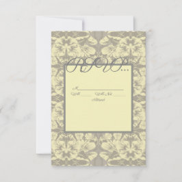 Hochzeitskarte für Elfenbein und Graublümchen RSVP Karte