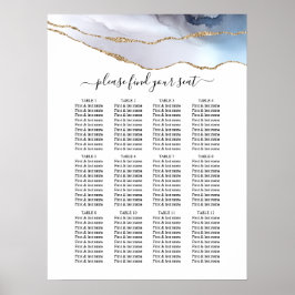 Hochzeitskarte für Gold-Glitzer und Navy-Agate Poster