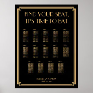Hochzeitskarte für Gold und Black Art Deco Poster