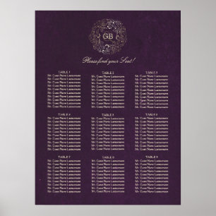 Hochzeitskarte für Gold und Plum Poster