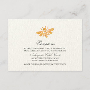 Hochzeitskarte für Golden Bee Watercolor Begleitkarte