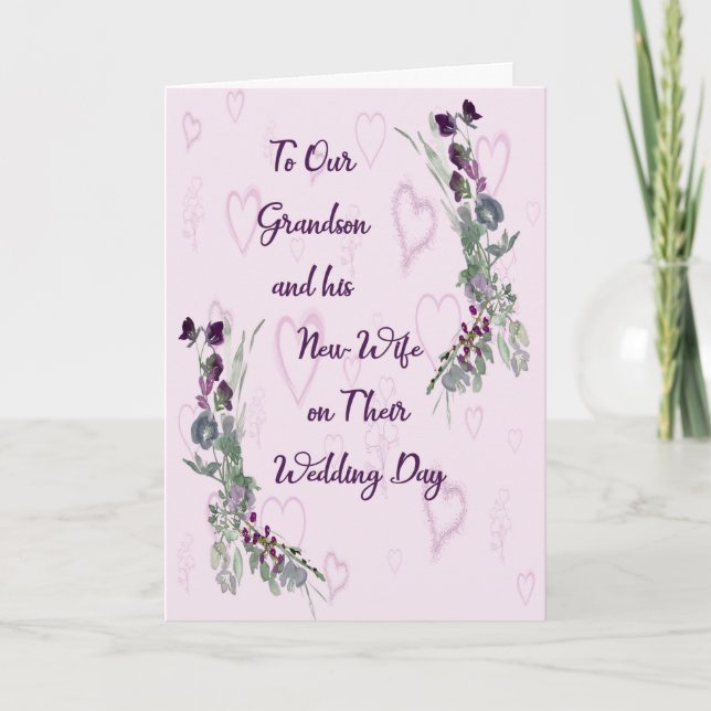 Hochzeitskarte für Grandson & New Ehefrau Lt. Lave Karte (Vorderseite)