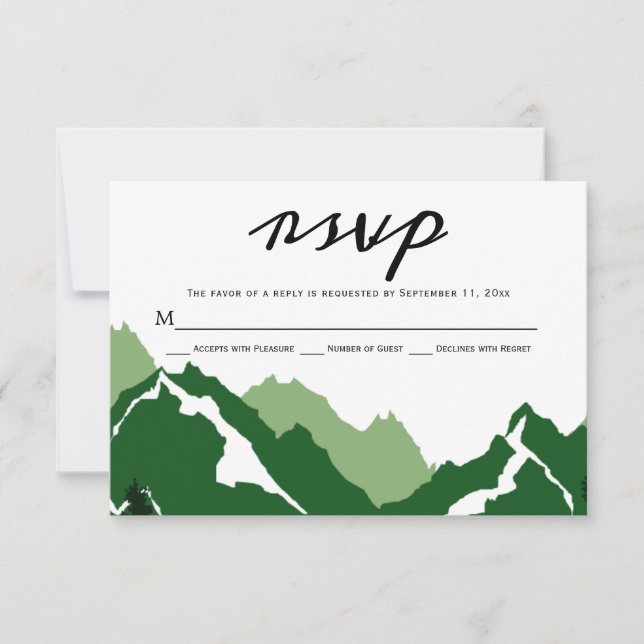 Hochzeitskarte für Grüne Berge RSVP Karte (Vorderseite)