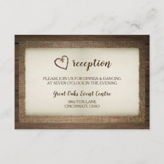 Hochzeitskarte für Holz, Burlap & Twine Heart Einladung