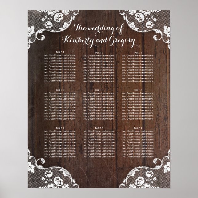 Hochzeitskarte für Holz und Spitzen Poster (Vorne)