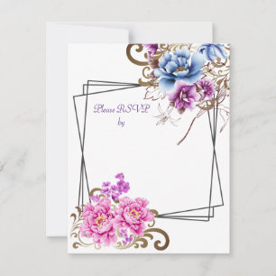 Hochzeitskarte für lila Blumenfreude UAWG RSVP Karte
