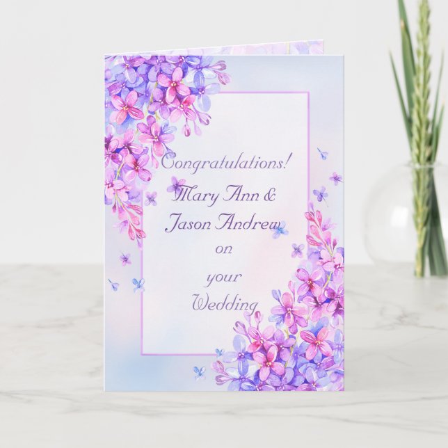 Hochzeitskarte für Lila Lilac-Blume Karte (Vorderseite)