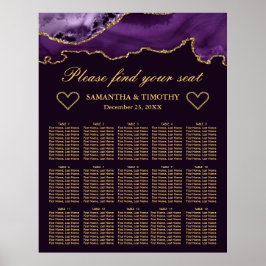 Hochzeitskarte für lila und goldene Glitzer Poster