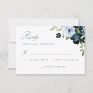 Hochzeitskarte für Marinesoldaten und hellblaue Bl RSVP Karte
