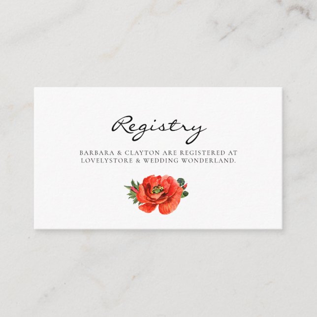 Hochzeitskarte für Mohnblumen Begleitkarte (Vorderseite)