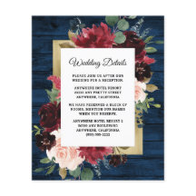 Hochzeitskarte für Navy Blue Burgundy Blush
