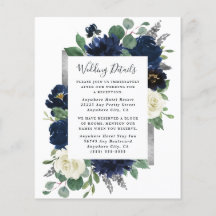 Hochzeitskarte für Navy Blue und Silver Ivory
