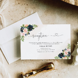 Hochzeitskarte für Navy & Blush Pink Floral Begleitkarte