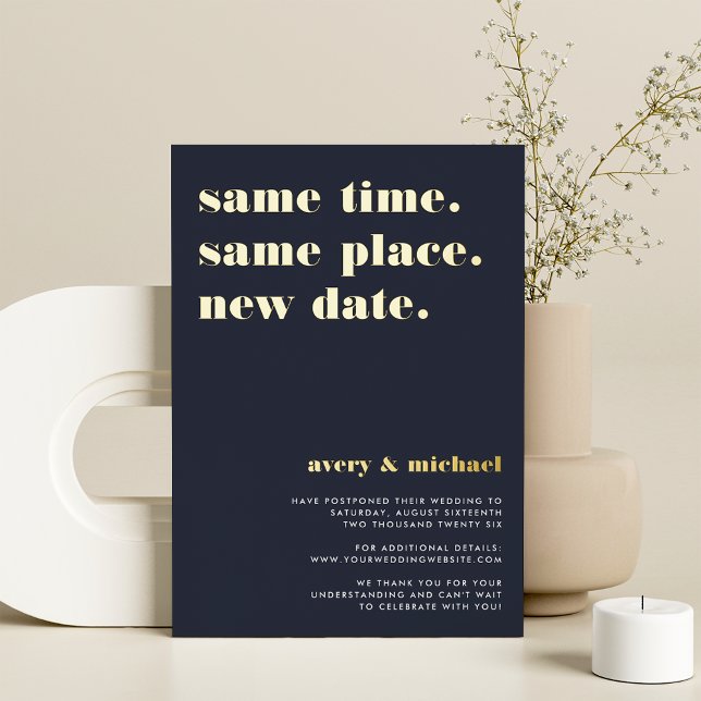 Hochzeitskarte für Navy & Gold Foil Modern Wedding Folieneinladung (Von Creator hochgeladen)