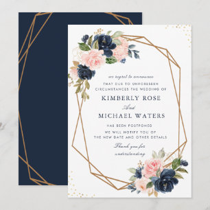 Hochzeitskarte für Navy und Blütenblumen Einladung