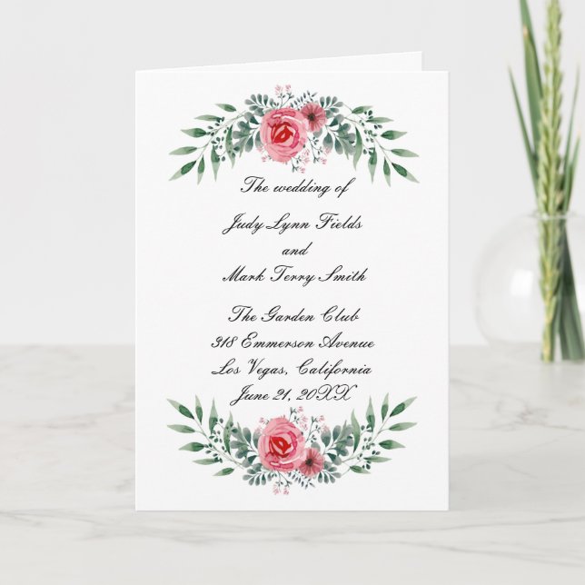 Hochzeitskarte für Rosengrün Karte (Vorderseite)