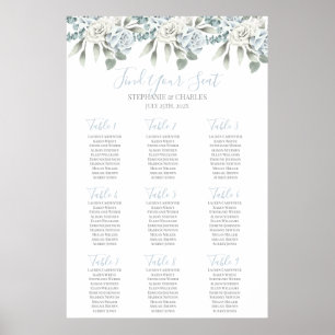 Hochzeitskarte für Rostblauer Blütenblütenblütenbl Poster