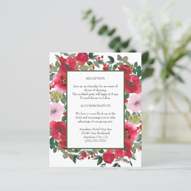 Hochzeitskarte für Rote Rose (Stehend Vorderseite)